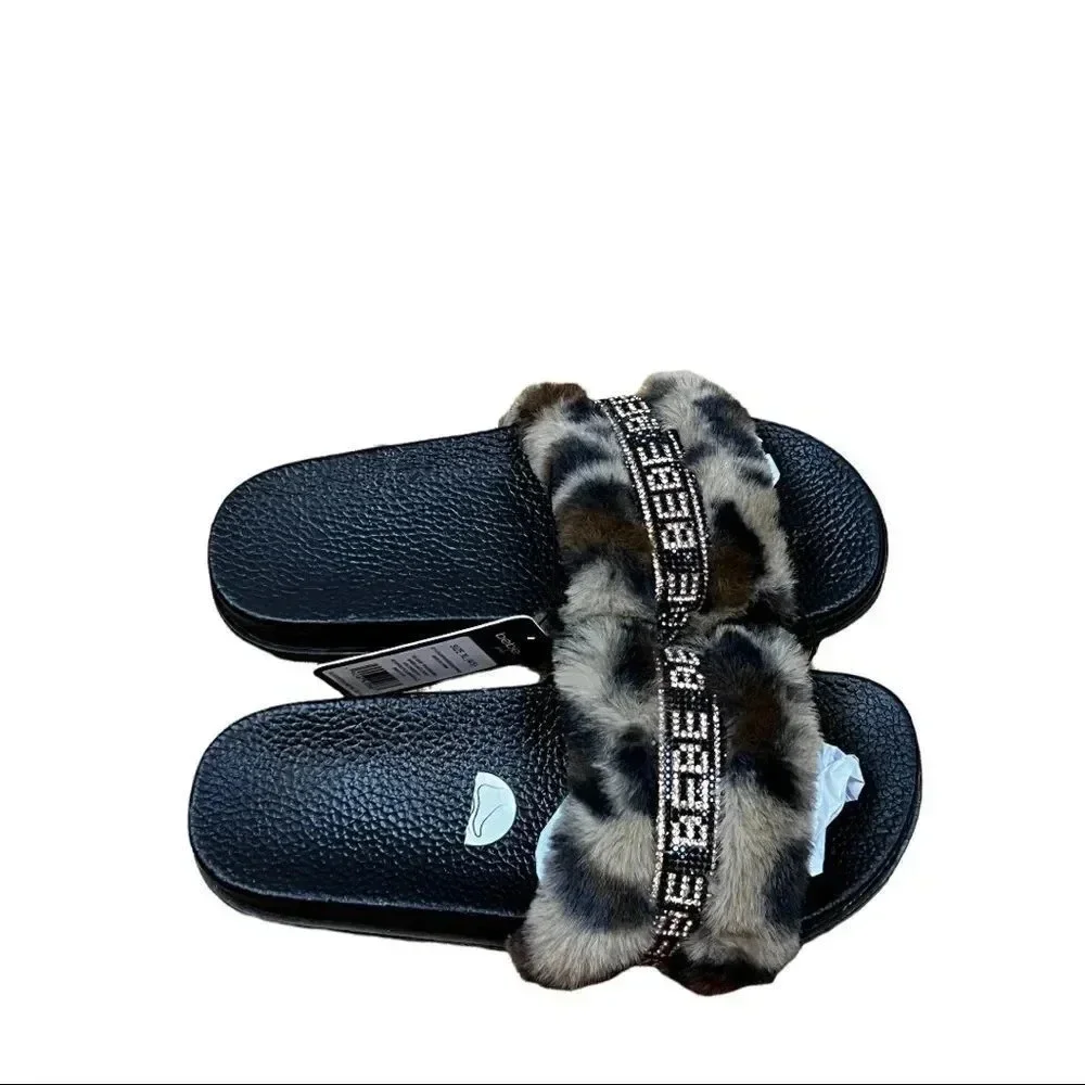 Bebe Girls Fur Slides 4/5